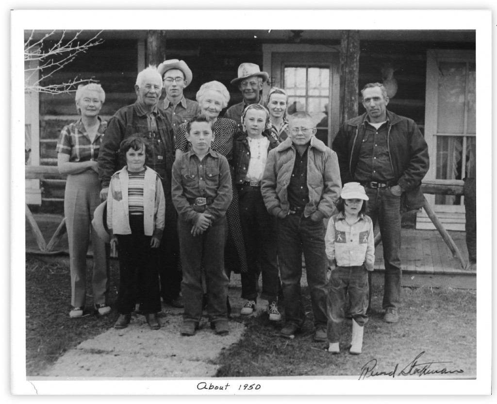 The Budd family in Wyoming, circa 1950, including Mary (front left in stripes), Betty (center with headscarf), and Nancy (front right in cap). Courtesy the Budd sisters