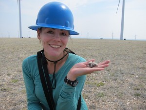Researcher Anika Mahoney studied how grassland birds fare as wind energy development appears in their nesting areas. Photo courtesy Anika Mahoney.