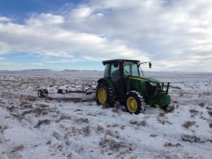 A tractor mows sagebrush as part of a long-term habitat study near Jeffrey City, Wyoming. Photo courtesy Jason Carlisle.